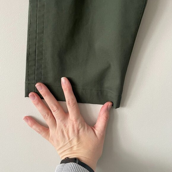 Kit And Ace Mid Rise Straight Leg Flat Front Casual Trouser Pants Army Green 10 - Picture 7 of 9